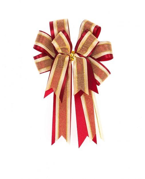 Free Photo shiny red ribbon on white background with copy space.