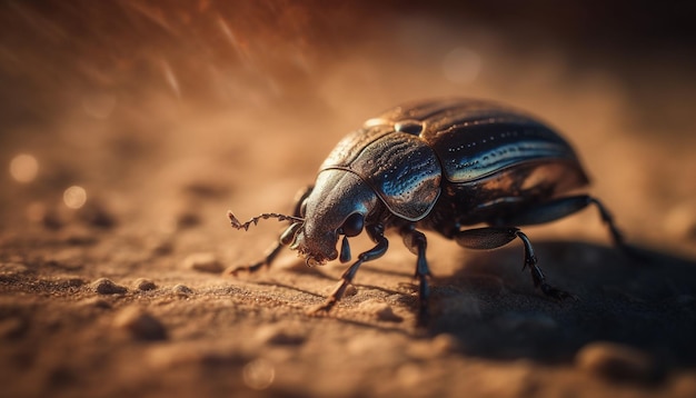 Free Photo shiny weevil crawling on green leaf surface generated by ai