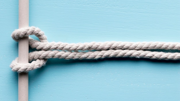 Free Photo ship white ropes tiny knot on a bar