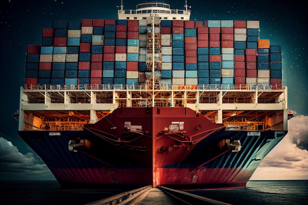 Shipping industry carrying cargo on nautical ship generative AI