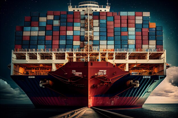 Shipping industry carrying cargo on nautical ship generative AI