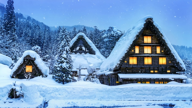 Shirakawa-go village in winter, Japan.