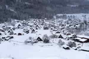 Free photo shirakawago village in winter, japan.