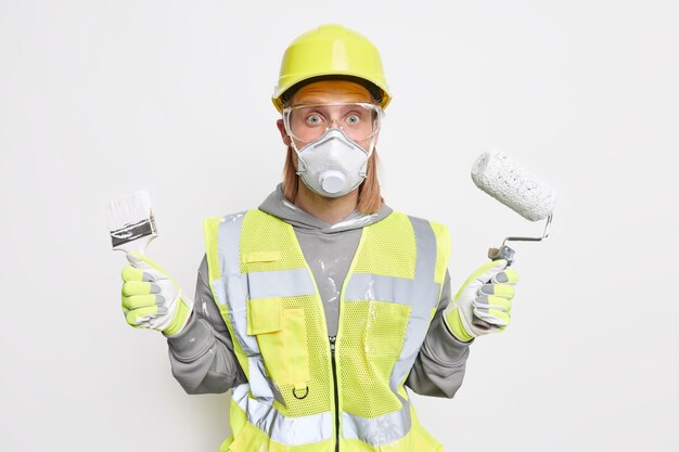 Shocked male uniformed worker 