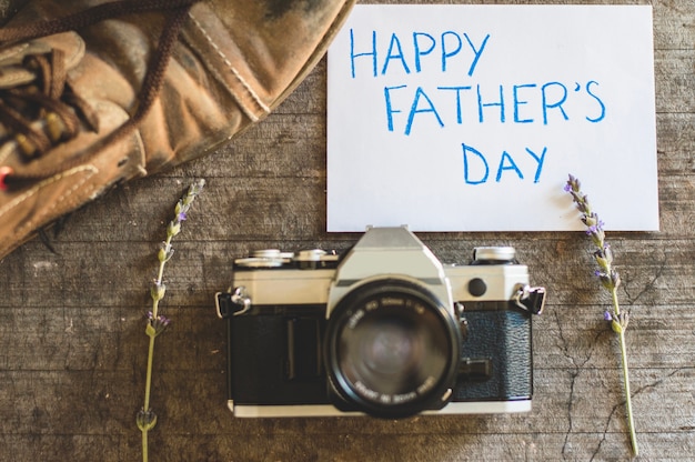 Free photo shoe and camera for father's day