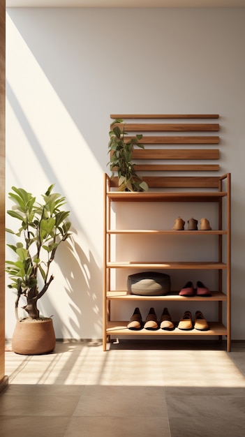 Free photo shoe rack indoors still life