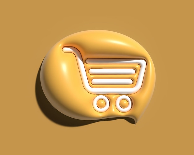 Free photo shopping cart 3d render icon design.