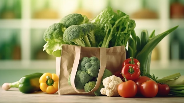 Shopping or delivery healthy food background AI generated image