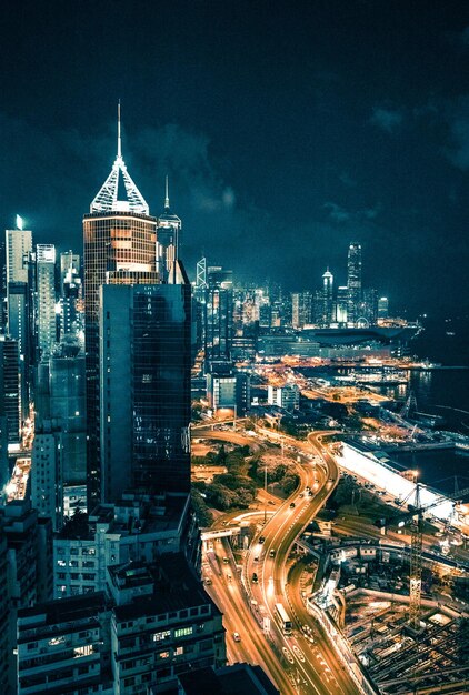 Shot of a beautiful cityscape and night view from Hong Kong city