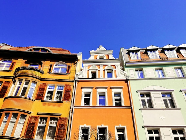 Shot of colorful buildings alined together in Jelenia Góra, Poland