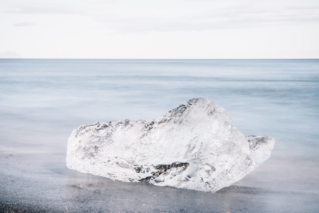 Shot of Diamond Beach in Jokulsarlon glacier lagoon, Iceland