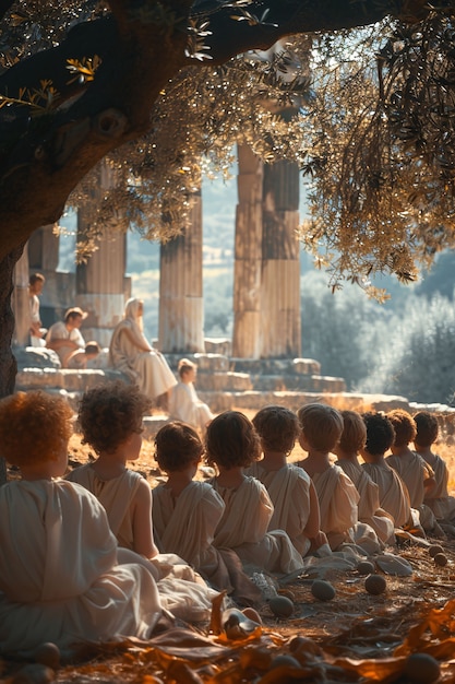 Free photo showcase of kids' lives in ancient greece