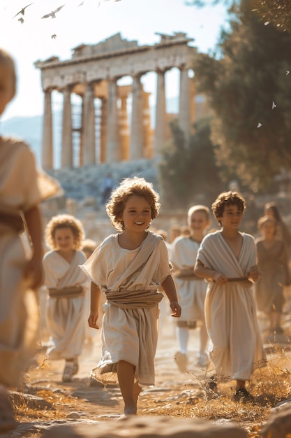 Free Photo showcase of kids' lives in ancient greece