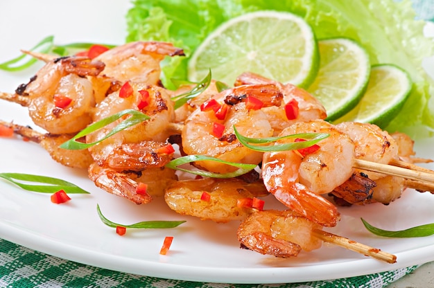 Shrimp sauteed in garlic and soy caramel