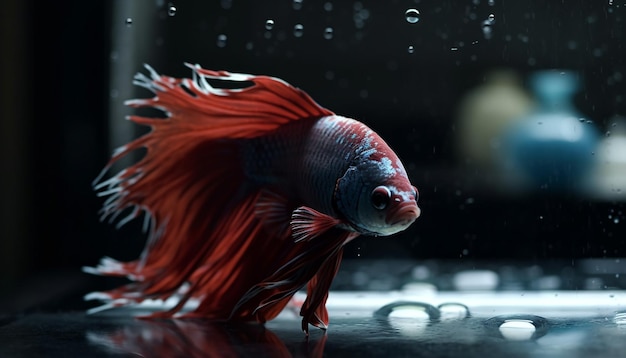 Free photo siamese fighting fish showcase flame like elegance underwater generated by ai