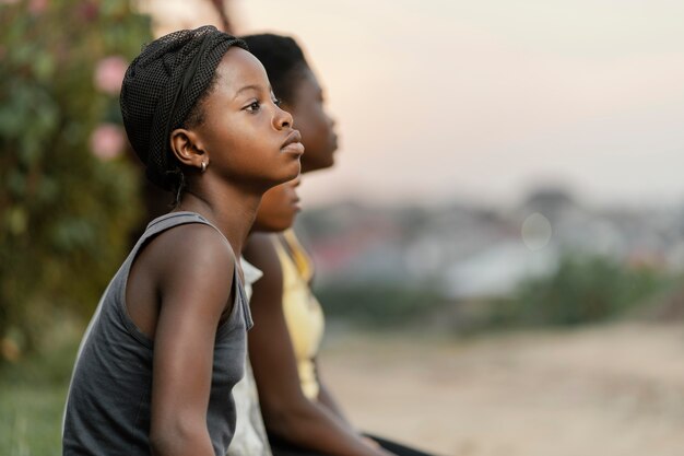 Side view african children