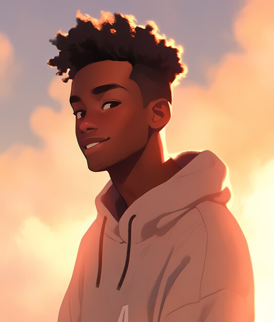 Side view anime style man portrait