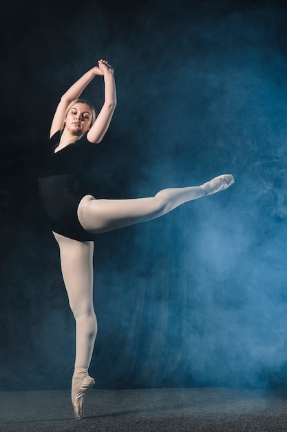 Side view of ballerina dancing