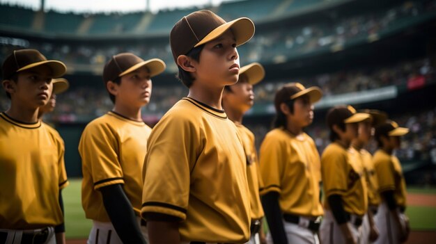 Side view baseball players on field