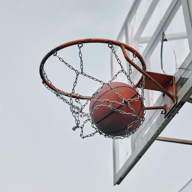 Side view basket with ball in it