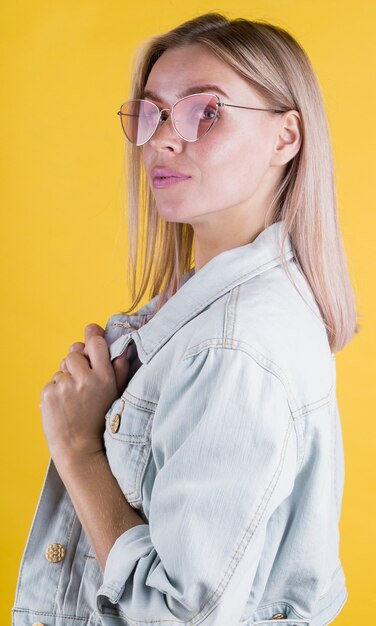 Side view of confident stylish woman