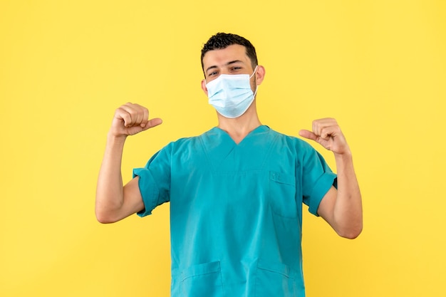 Side view of a doctor in mask