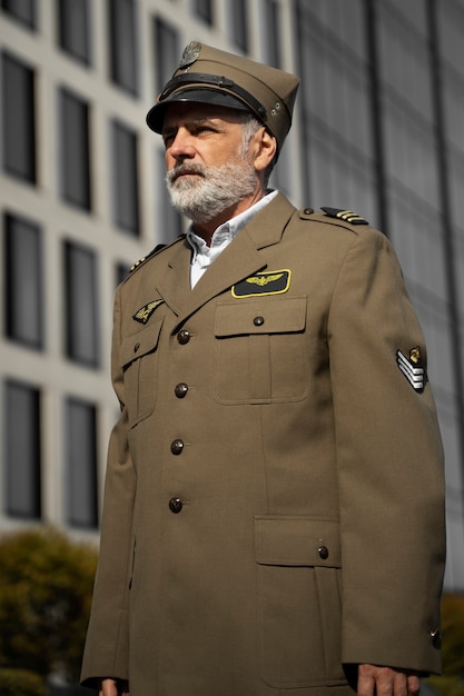 Free Photo side view general wearing uniform