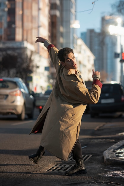 Side view male performing ballet