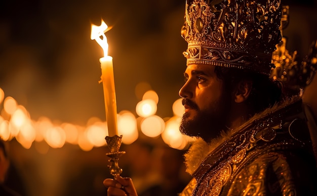 Free photo side view man celebrating holy week