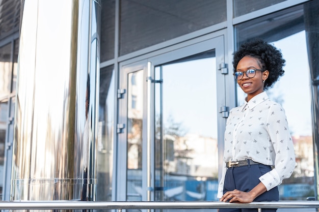 Side view modern woman on balcony