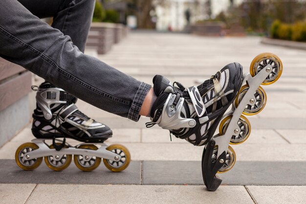 Side view of roller blades