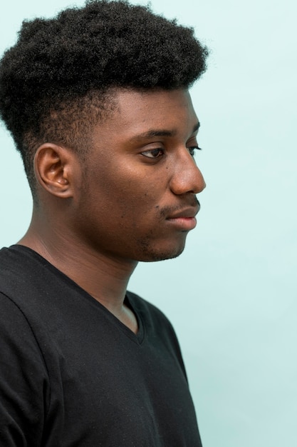 Side view of sad black man