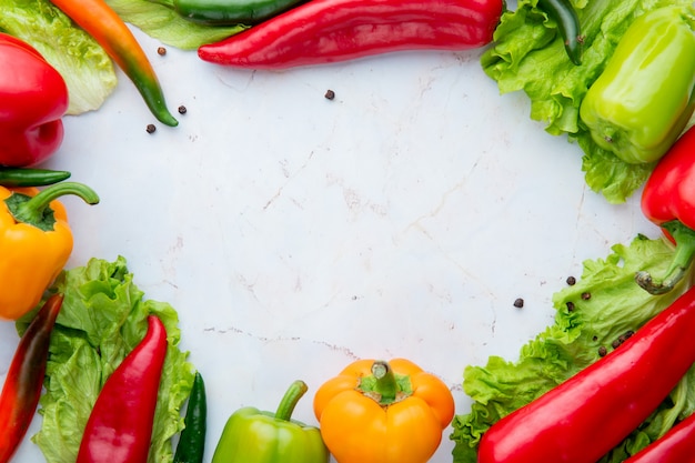 Side view of vegetables on white background