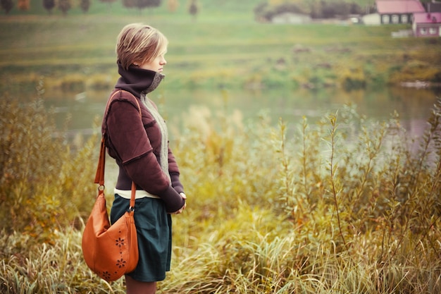 Side view of woman admiring nature