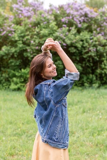 Free Photo side view woman in nature