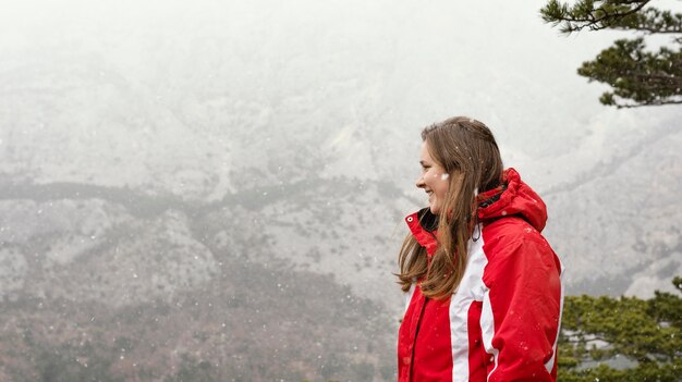 Side view woman in nature