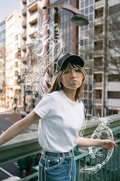 Side view woman posing outdoors