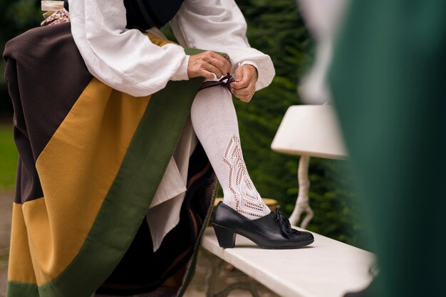 Side view woman wearing heels