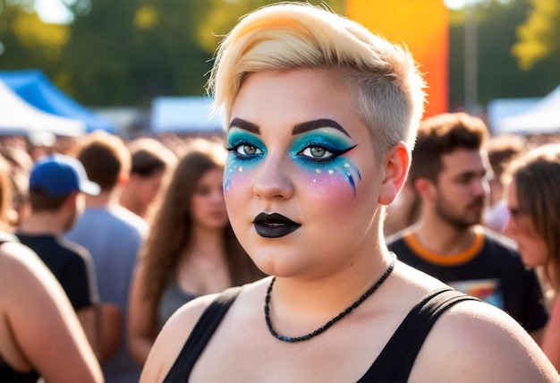 Free Photo side view woman with festival look and makeup