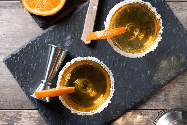 Sidecar cocktail with a sugar rim