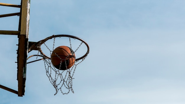 Sideways low view basketball hoop