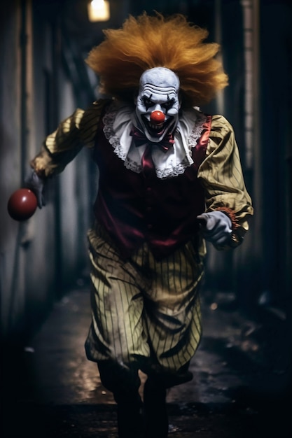 Sight of terrifying clown running