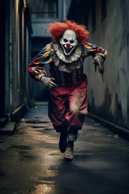 Sight of terrifying clown running