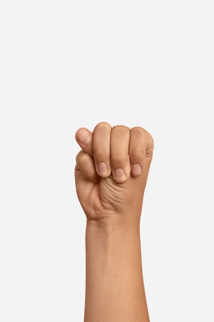 Free photo sign language hand gesture with copy space