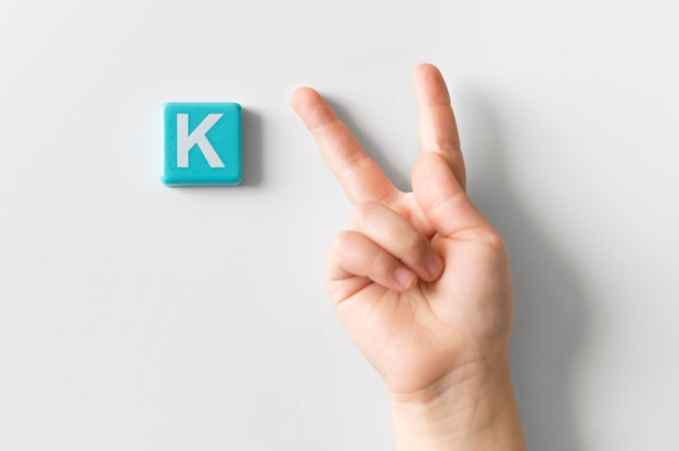 Free photo sign language hand showing letter k