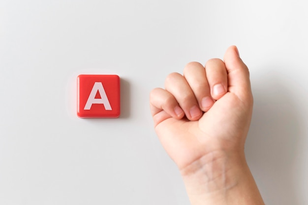 Sign language hand showing letter a