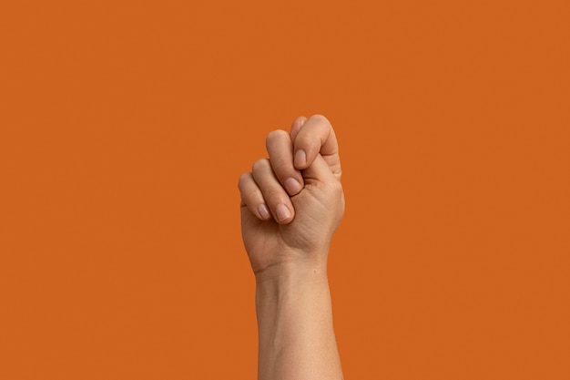 Free Photo sign language symbol isolated on orange