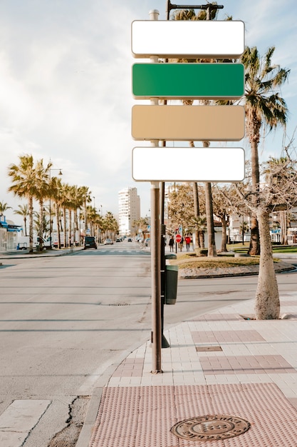 Free photo signposts on road crosswalk