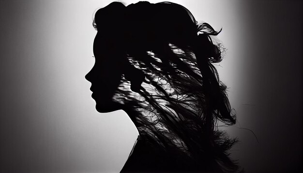 Silhouette of one woman profile elegance and mystery generative AI