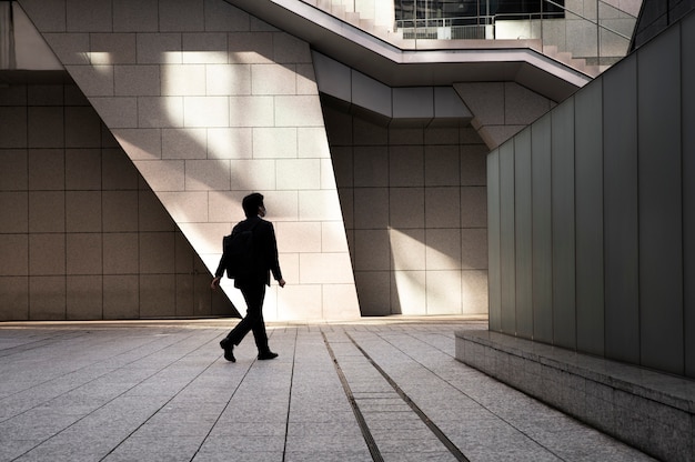 Free Photo silhouette of person in the city